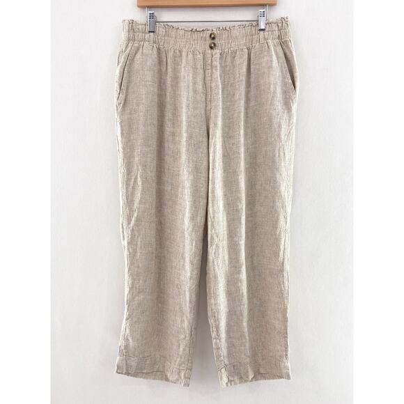 Briggs Pants - Briggs Women's Linen Blend Wide Leg Crop Pants sz XL Paperbag Waist High Rise